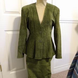 Suede Suit In Sage Green